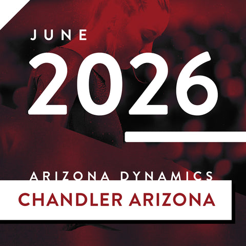 Promotional graphic for Arizona Dynamics event in Chandler, Arizona in June 2026 with a red and black background.